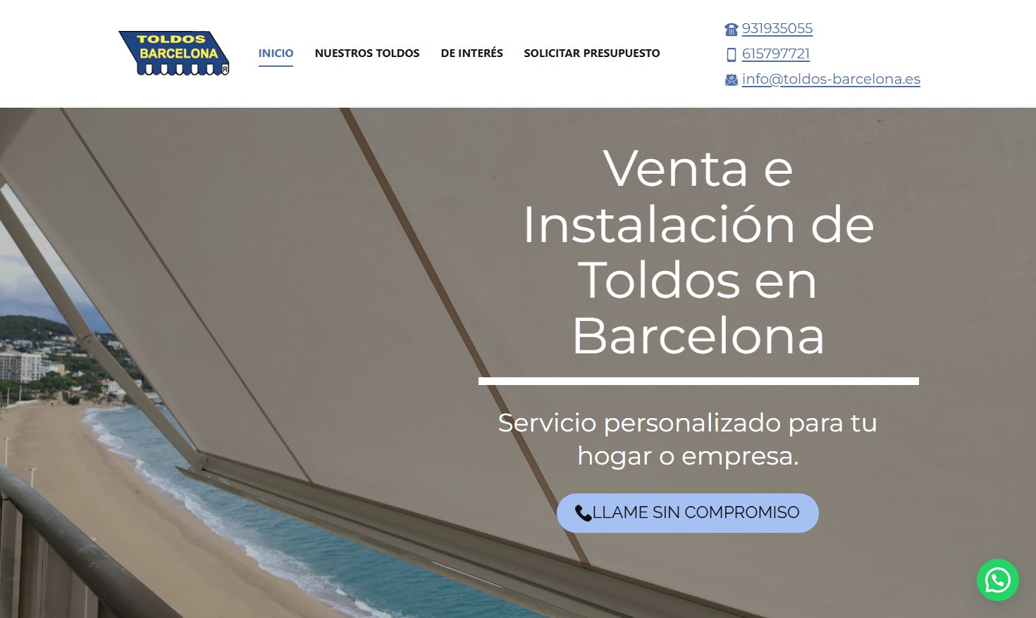 Ver web para empresa de toldos