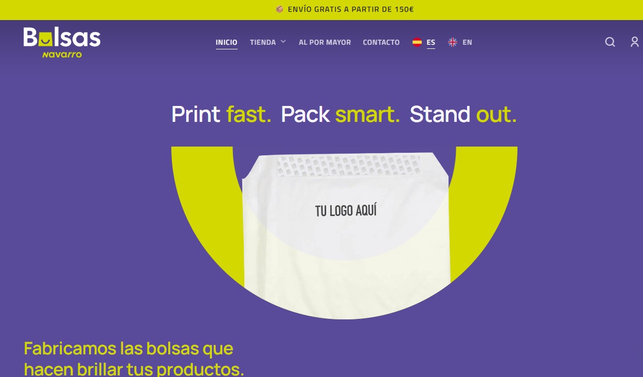 diseño web para fabricante de bolsas